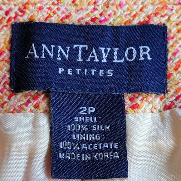 Ann Taylor 100% Silk Tweed Skirt pink size 2 - Picture 5 of 8